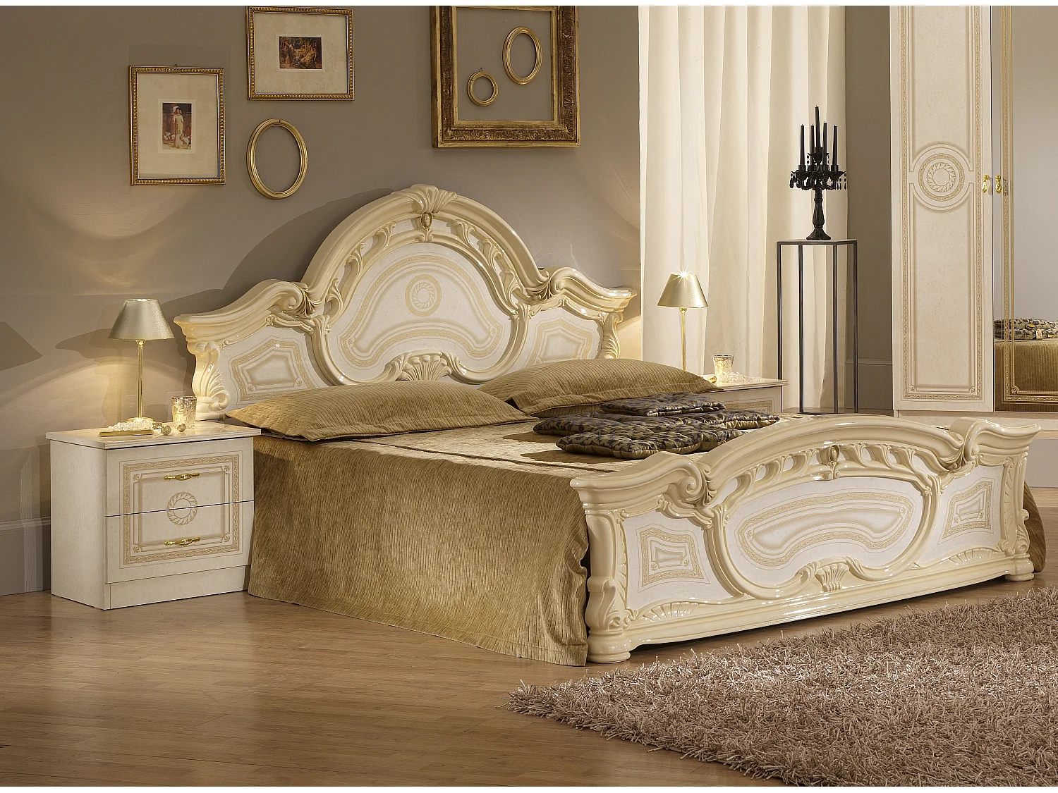 Soraya beige gelakt barokbed 160x200 cm