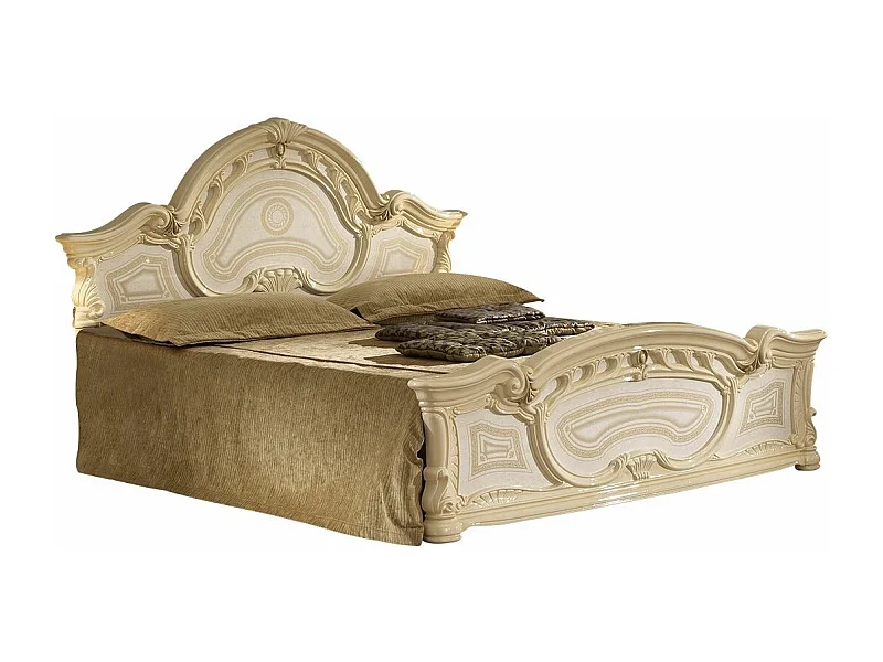 Lit baroque laqué beige Soraya 160x200