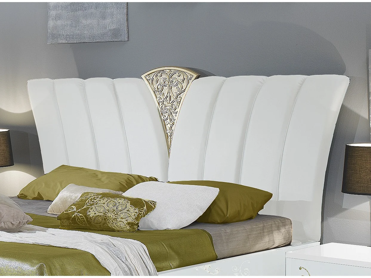 Lit design laqué blanc et doré Jade 160x200