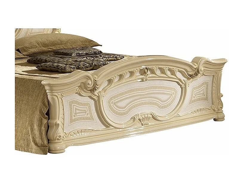 Lit baroque laqué beige Soraya 180x200