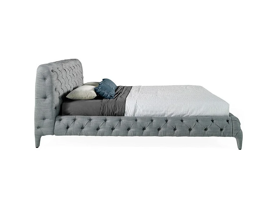 Tweepersoonsbed 180x200 cm gecapitonneerde grijze Kanza-stof