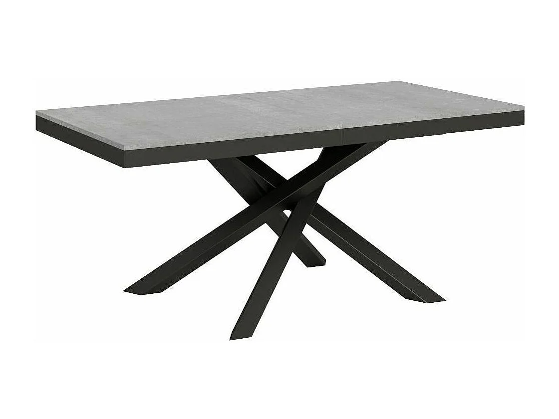 Mesa extensible de diseño con patas entrelazadas antracita Klass-Color Gris cemento-Ancho extensible