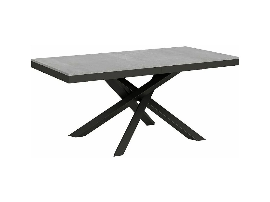 Table extensible gris béton et cadre anthracite 180-284cm Klass