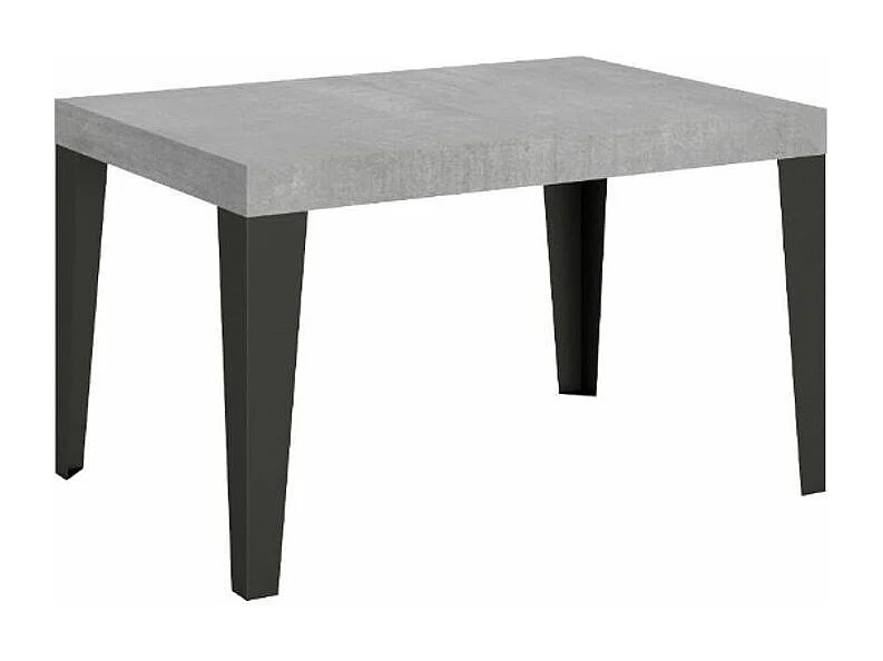 Table rectangulaire extensible 6 à 18 places L 130 à 390cm gris béton et pieds métal anthracite Flavio
