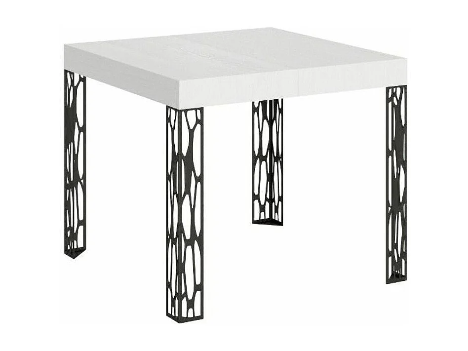 Mesa extensible cuadrada pequeña 90x90/246 cm Kiza-Color Blanco