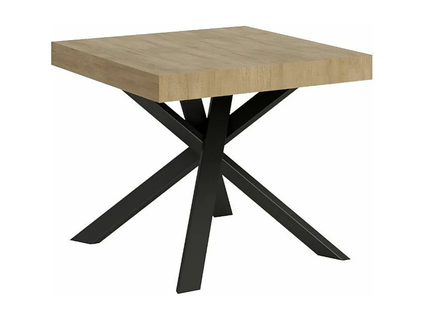 Kleine vierkante uitschuifbare tafel 90x90 tot 194 cm bruin en antraciet Karzy