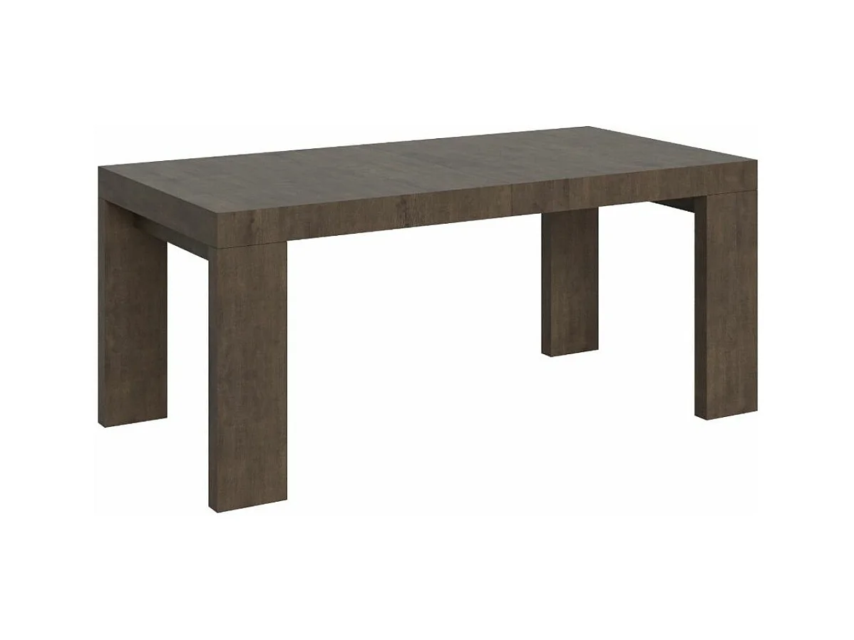 Table rectangulaire extensible 180 à 284cm bois foncé Ribo-Pied et support sur roulettes