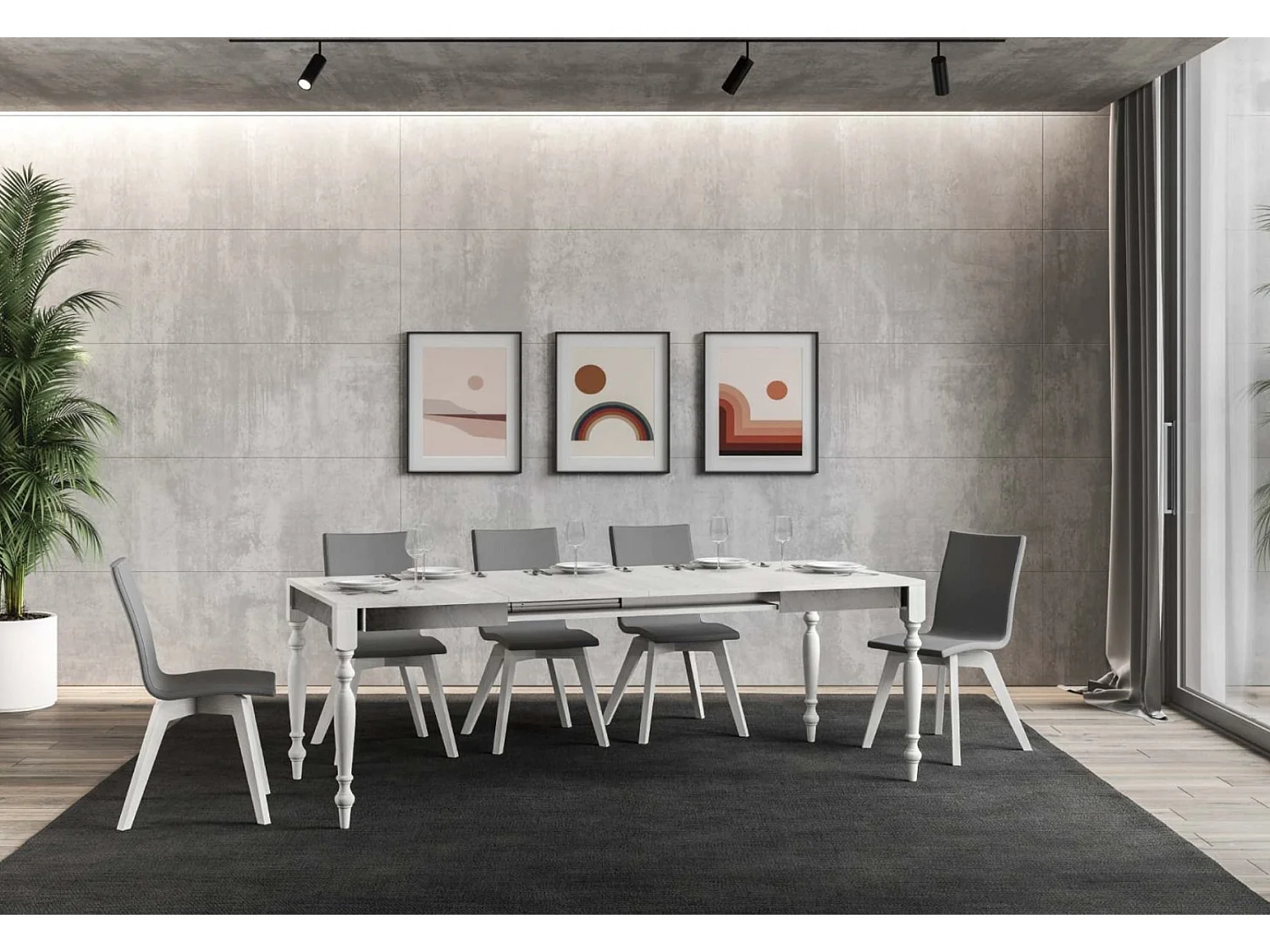 Mesa extensible de 6 a 10 plazas L 120 a 224 cm madera de nogal Romencia