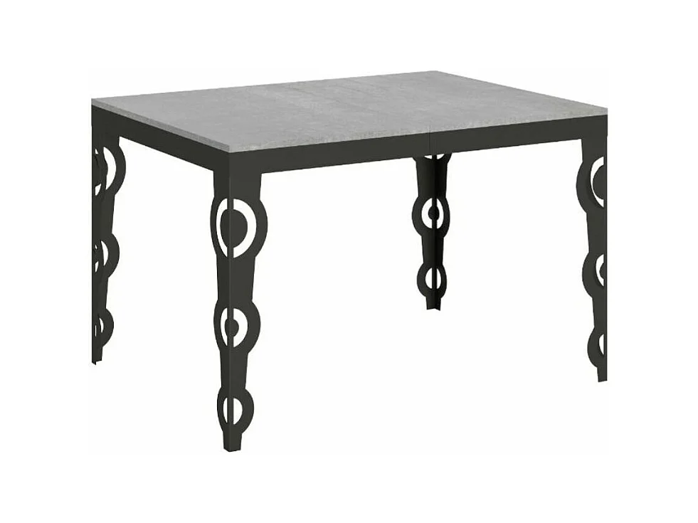 Mesa extensible rectangular para 6 a 16 personas L 120 a 380 cm estructura de metal gris hormigón y antracita Zakary