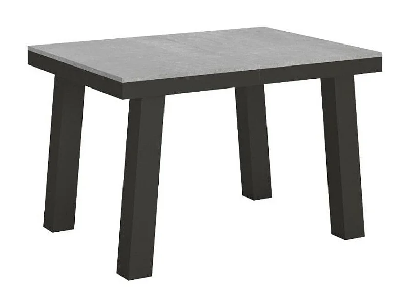 Table extensible 6 à 10 places L 120 à 224cm gris béton et cadre métal anthracite Bidy