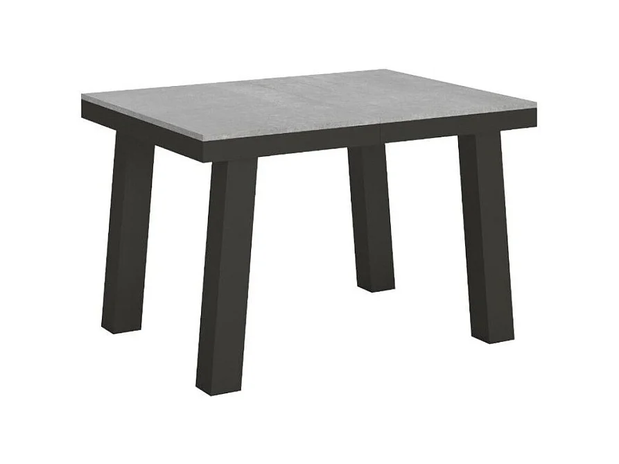 Table extensible 6 à 10 places L 120 à 224cm gris béton et cadre métal anthracite Bidy