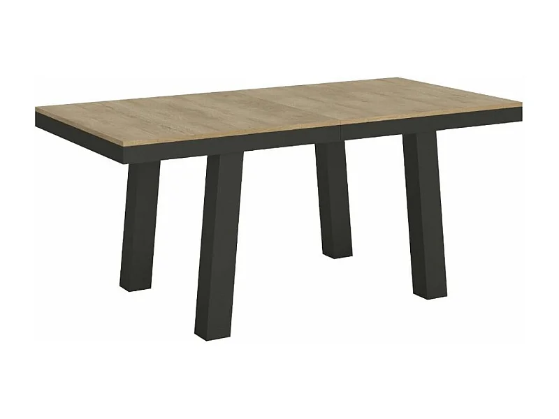 Table extensible 8 à 20 places L 180 à 440cm bois clair et cadre métal anthracite Bidy