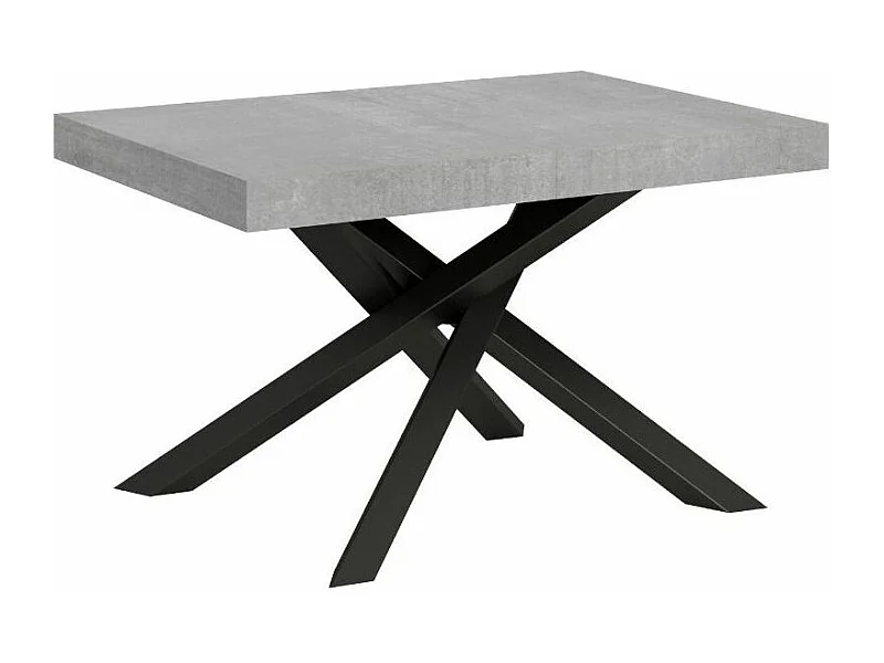 Table extensible 4 à 18 personnes gris effet béton et pieds entrelacés anthracite L 130 à 390cm Artemis