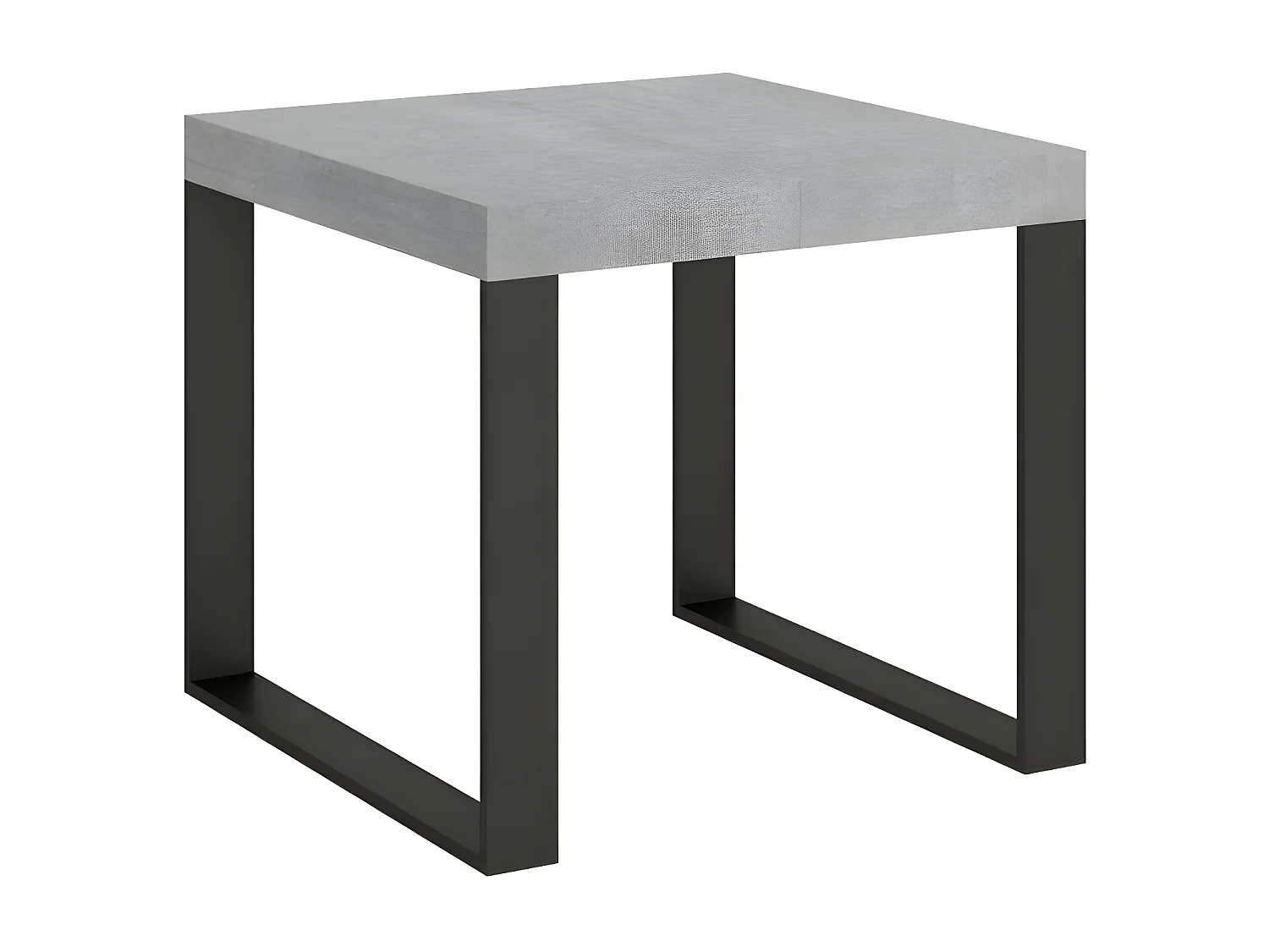 Mesa extensible cuadrada pequeña 90x90/246 cm Tiroz-Color Gris cemento-Soporte 2 pies-3 alargaderas finas