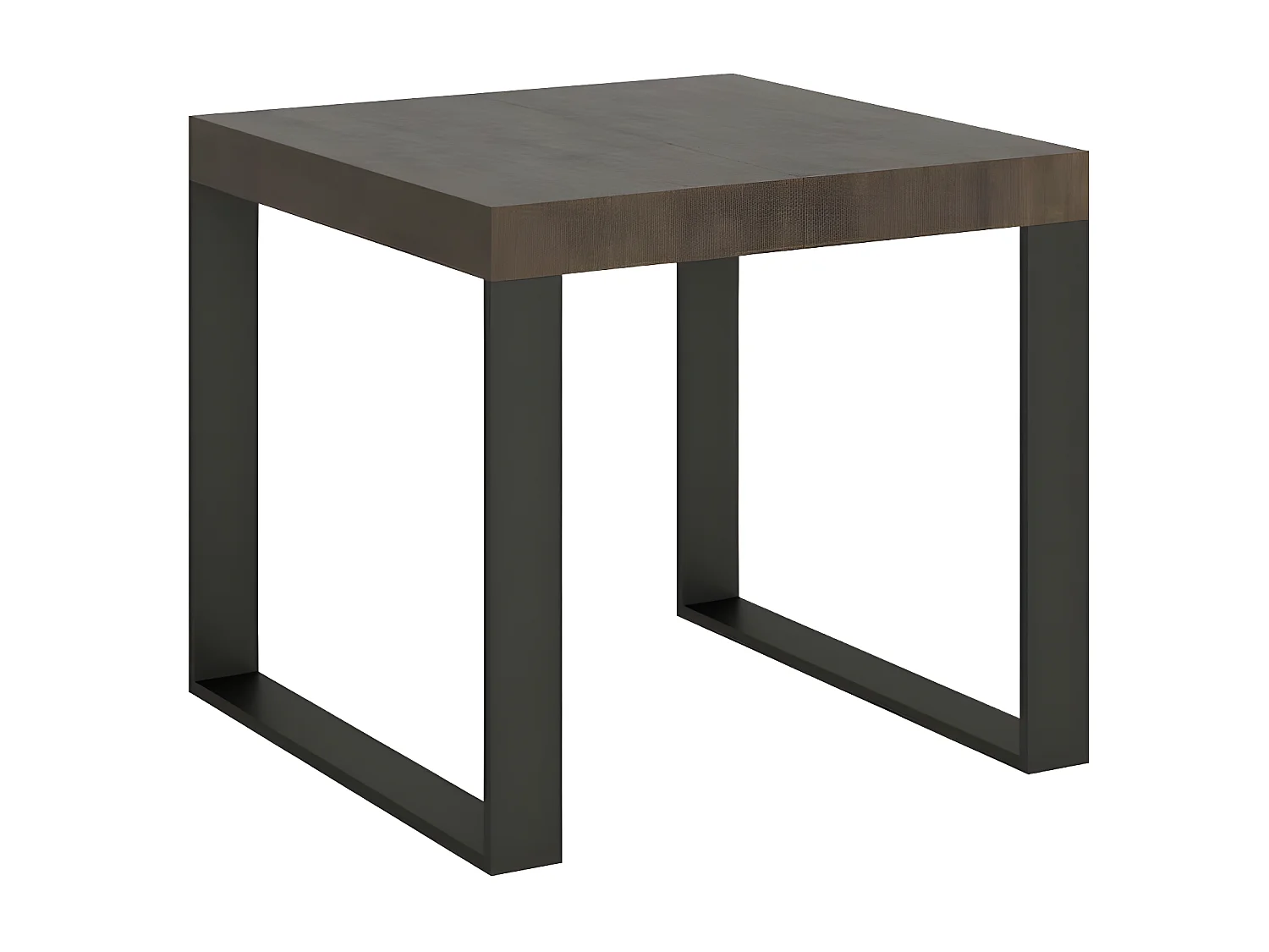 Petite table carrée extensible 90 à 246cm gris béton et pieds métal anthracite Tiroz
