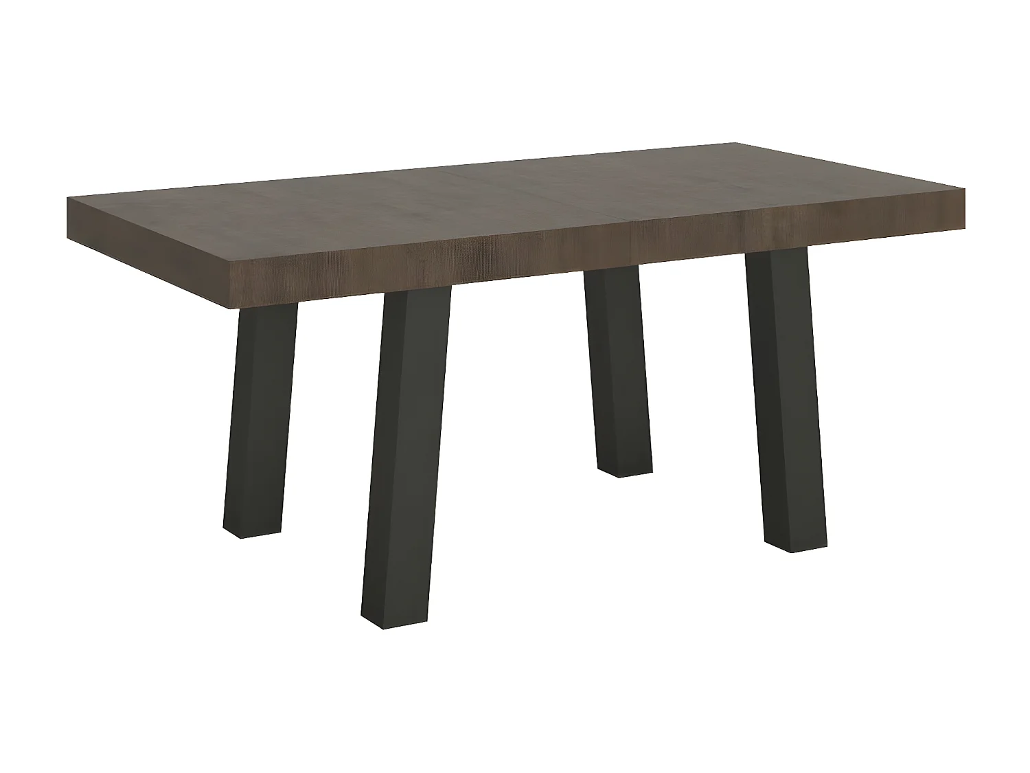 Table extensible 6 à 12 places L 160 à 264cm bois foncé et pieds métal anthracite Bidy