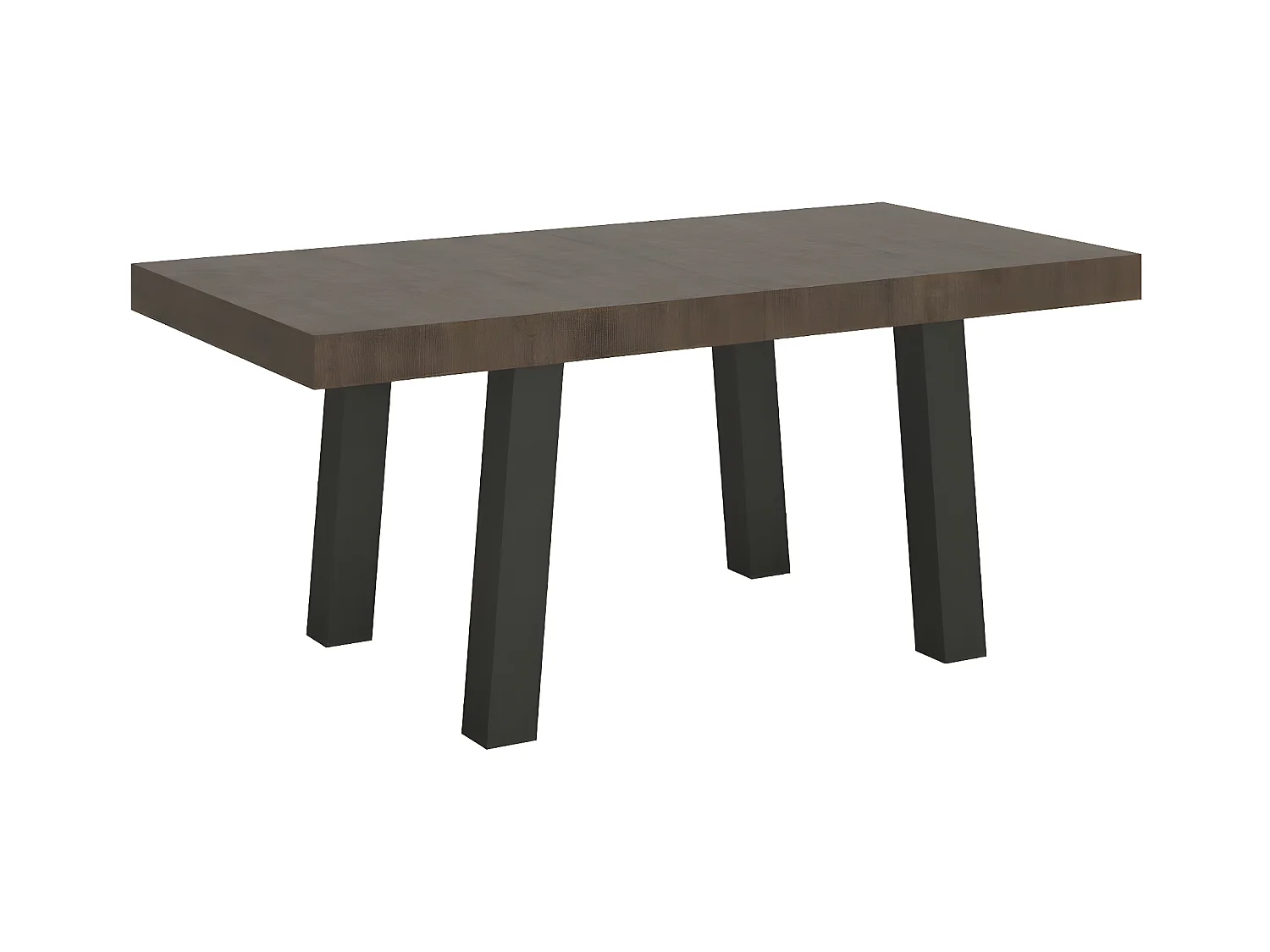 Table extensible 6 à 12 places L 160 à 264cm bois foncé et pieds métal anthracite Bidy