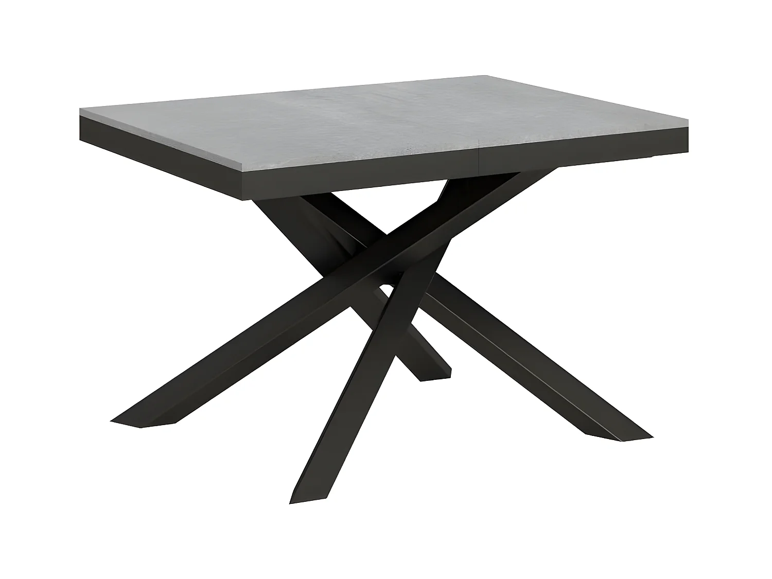 Petite table extensible gris béton et cadre anthracite 120-224cm Klass