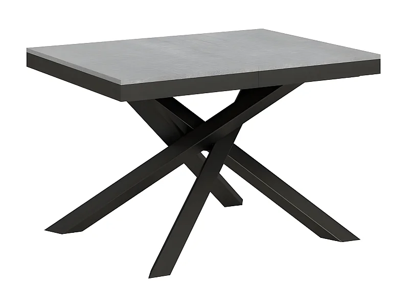 Petite table extensible gris béton et cadre anthracite 120-224cm Klass