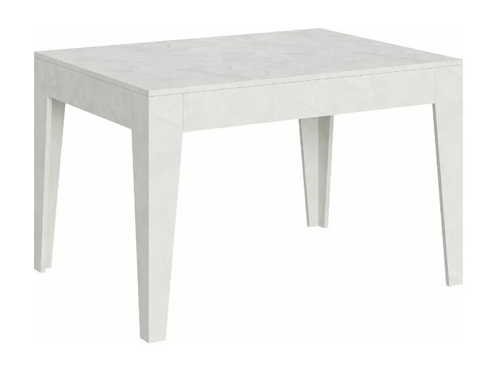 Table rectangulaire extensible 4 à 6 personnes 120-180cm blanc effet marbre Kina