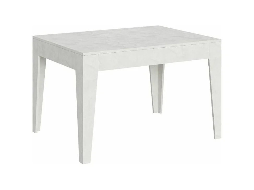 Table rectangulaire extensible 4 à 6 personnes 120-180cm blanc effet marbre Kina
