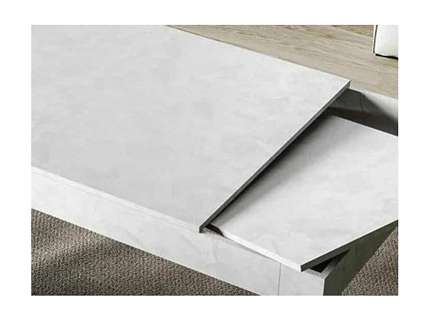 Rechthoekige uitschuifbare tafel voor 4 tot 6 personen 120/180 cm wit marmereffect Kina