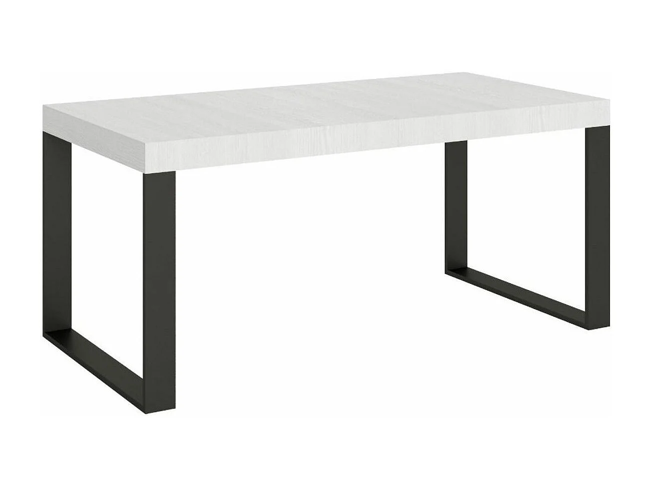 Grande table extensible 180 à 440cm blanche et pieds métal anthracite Tiroz-Support 4 pieds-5 rallonges fines