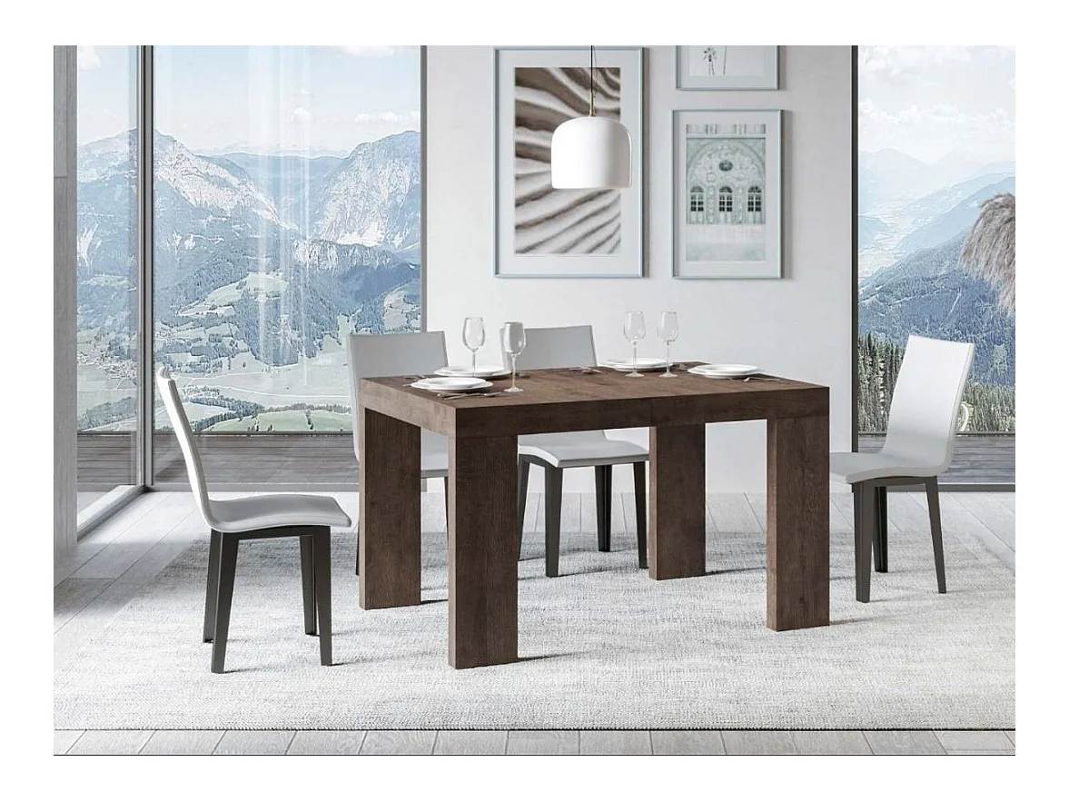 Rechthoekige uitschuifbare tafel 130 tot 234 cm donker hout Ribo-Steun 4 voet