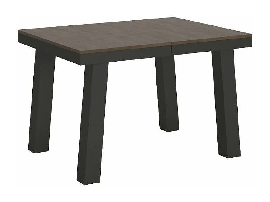 Uitschuifbare tafel 6 tot 16 plaatsen L 120 tot 380 cm donker hout en antraciet metalen frame Bidy