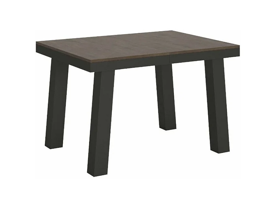 Mesa extensible de 6 a 16 plazas L 120 a 380 cm madera oscura y estructura de metal antracita Bidy