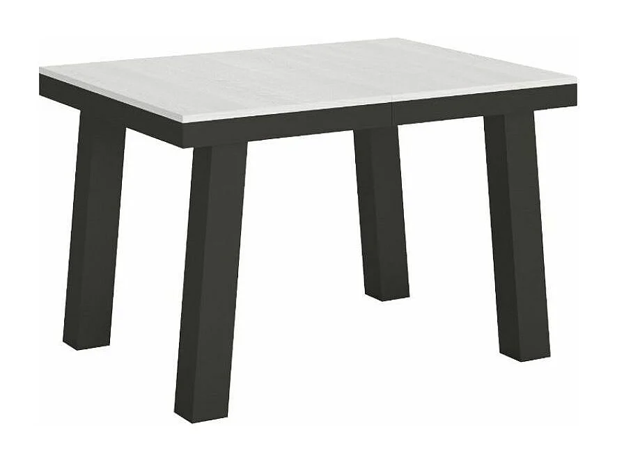 Uitschuifbare tafel 6 tot 10 plaatsen L 120 tot 224 cm wit en antraciet metalen frame Bidy