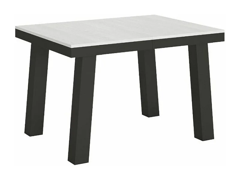 Uitschuifbare tafel 6 tot 10 plaatsen L 120 tot 224 cm wit en antraciet metalen frame Bidy