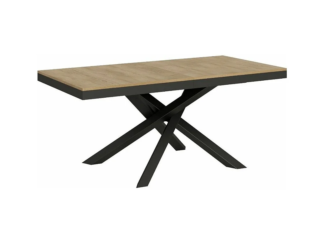 Table extensible bois clair et cadre anthracite 180-284cm Klass