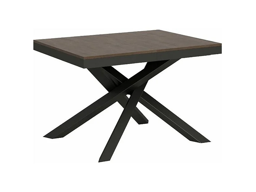 Table extensible bois marron et cadre anthracite 120-380cm Klass