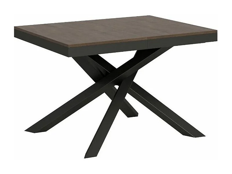 Table extensible bois marron et cadre anthracite 120-380cm Klass