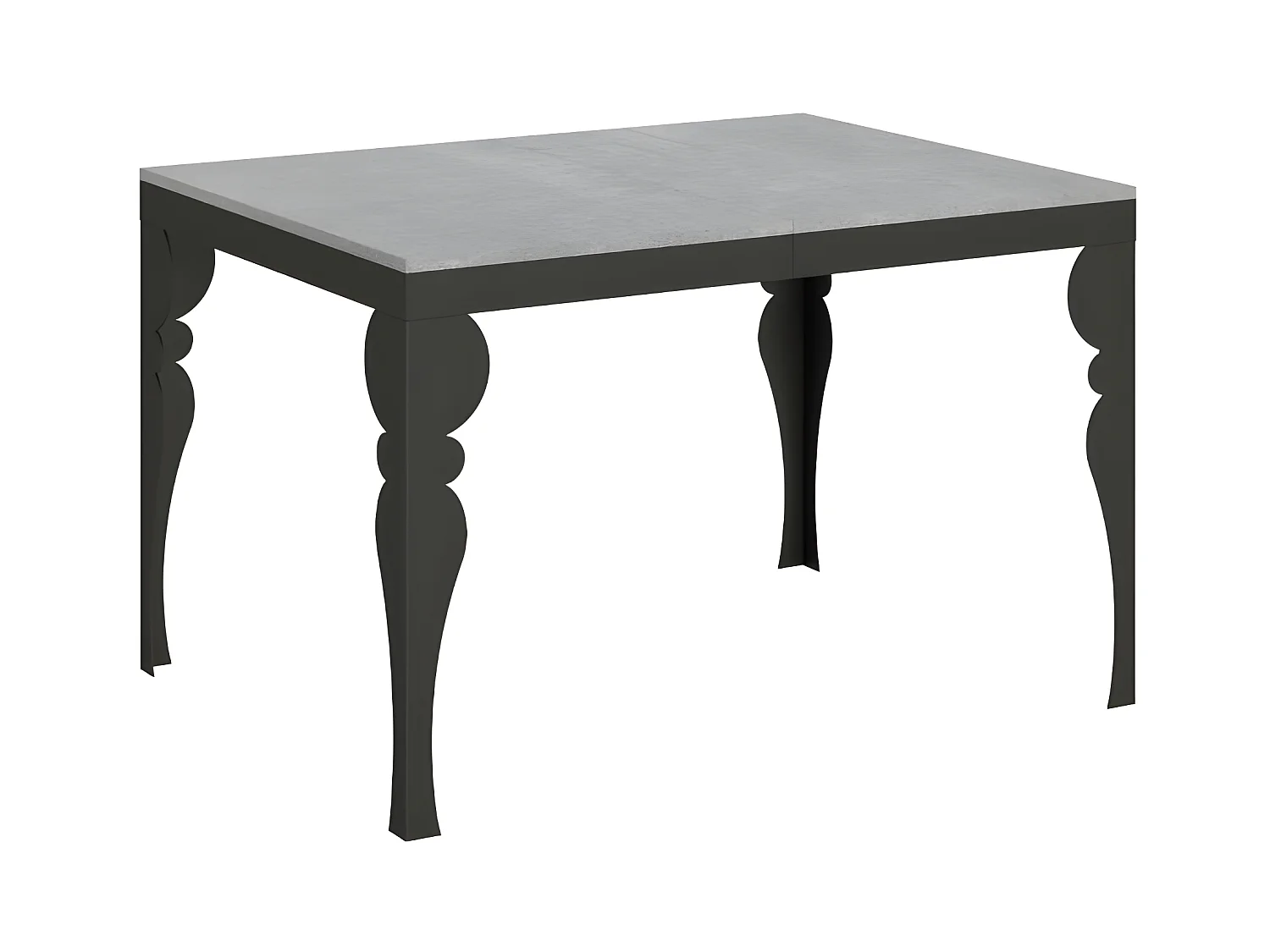 Table extensible 6 à 10 places L 120 à 224cm gris béton et pieds gris foncé Patone