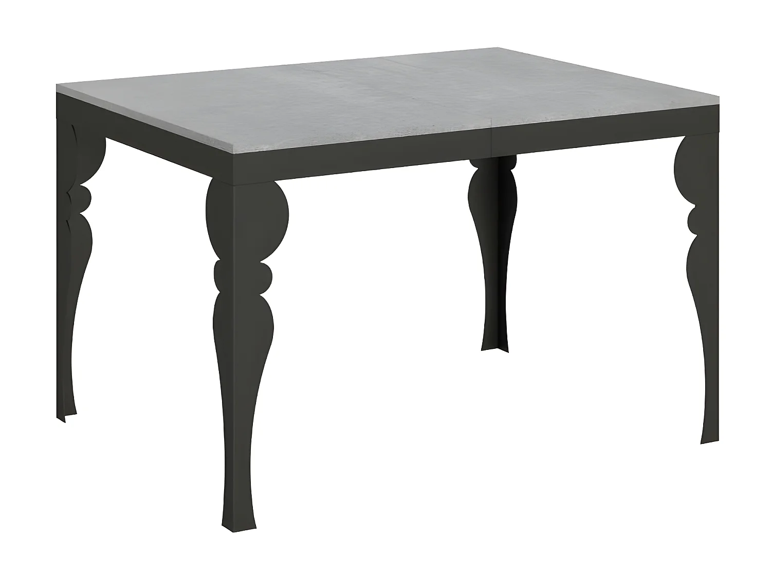 Table extensible 6 à 10 places L 120 à 224cm gris béton et pieds gris foncé Patone