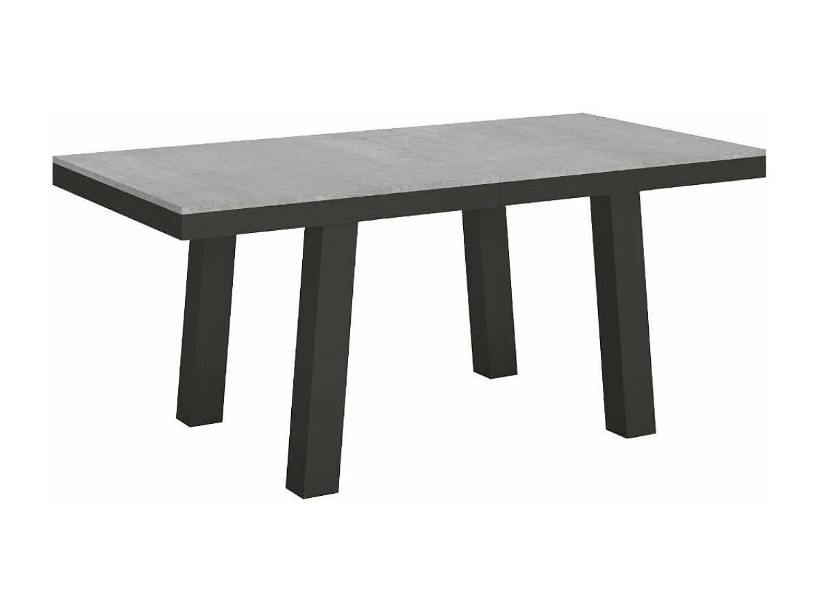 Mesa extensible de 6 a 20 plazas L 160 a 420 cm estructura de metal gris hormigón y antracita Bidy