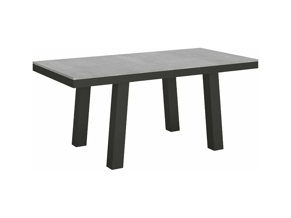 Table extensible 6 à 20 places L 160 à 420cm gris béton et cadre métal anthracite Bidy