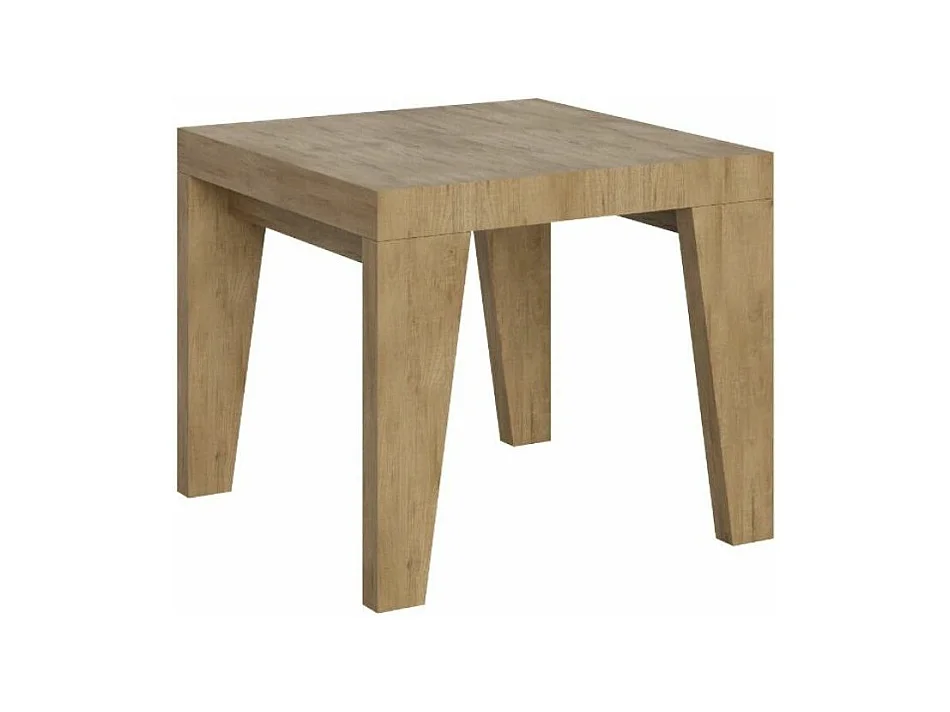 Petite table carrée 90-90cm extensible 10 personnes 90 à 246cm bois clair Naxo-Support 4 pieds