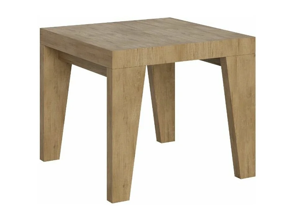 Kleine vierkante tafel 90/90 cm uitschuifbaar 10 personen 90 tot 246 cm licht hout Naxo-Steun 4 voet