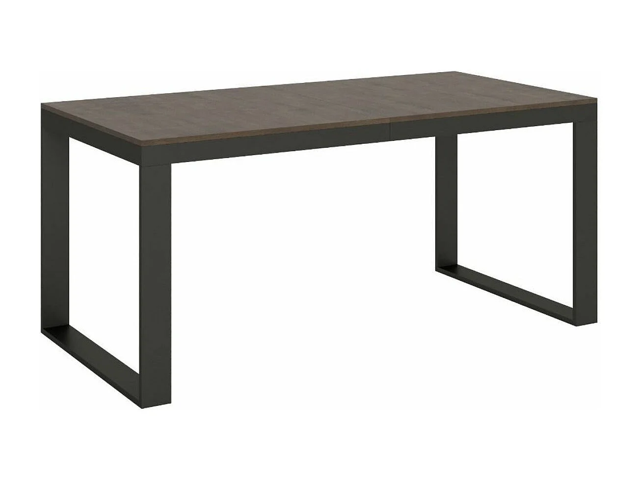 Table extensible 180 à 440cm bois foncé et métal anthracite Likro-Support 4 pieds
