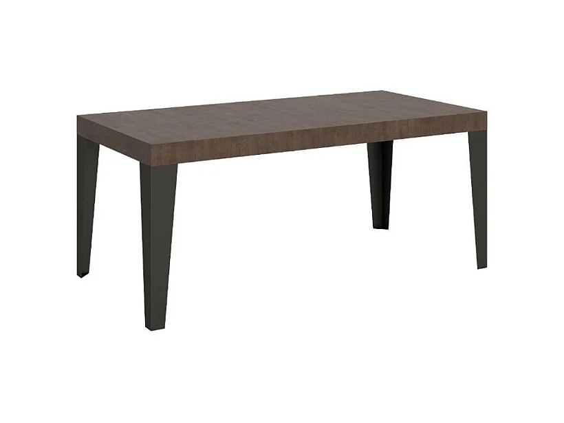 Table rectangulaire extensible 8 à 14 places L 180 à 284cm noyer et pieds métal anthracite Flavio