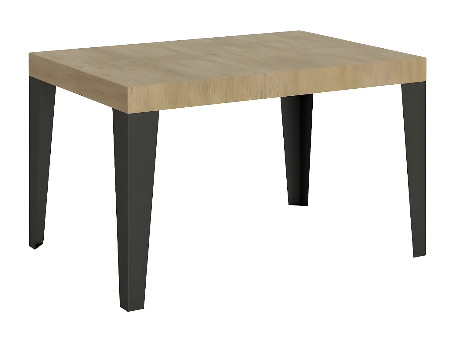 Table rectangulaire extensible 6 à 10 places L 130 à 234cm chêne clair et pieds métal anthracite Flavio