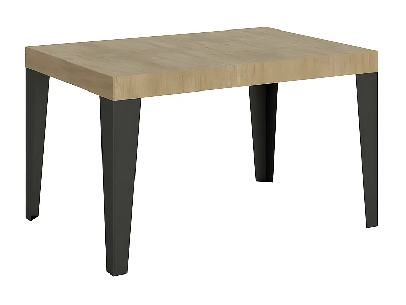 Table rectangulaire extensible 6 à 10 places L 130 à 234cm chêne clair et pieds métal anthracite Flavio