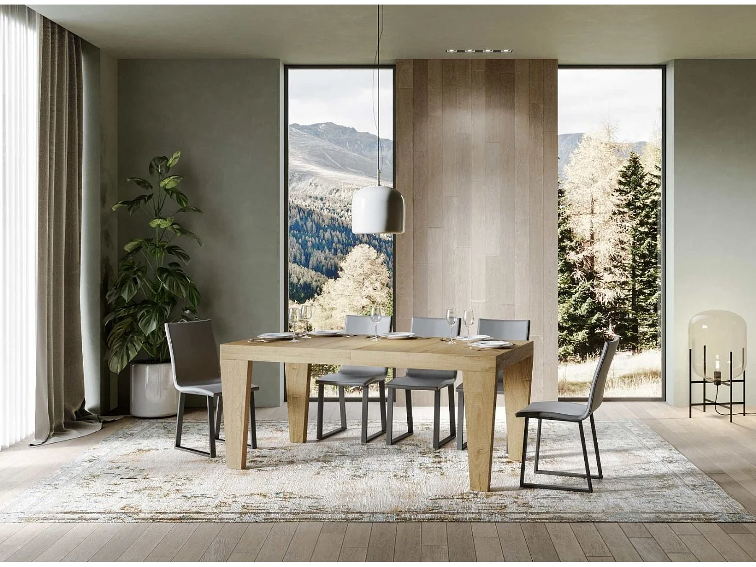 Table extensible 6 à 12 personnes chêne naturel Kristo L 180 à 284cm