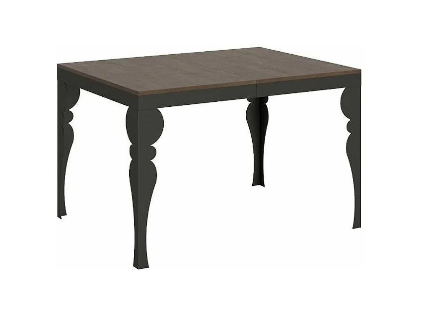 Table extensible 6 à 10 places L 120 à 224cm marron et pieds gris foncé Patone