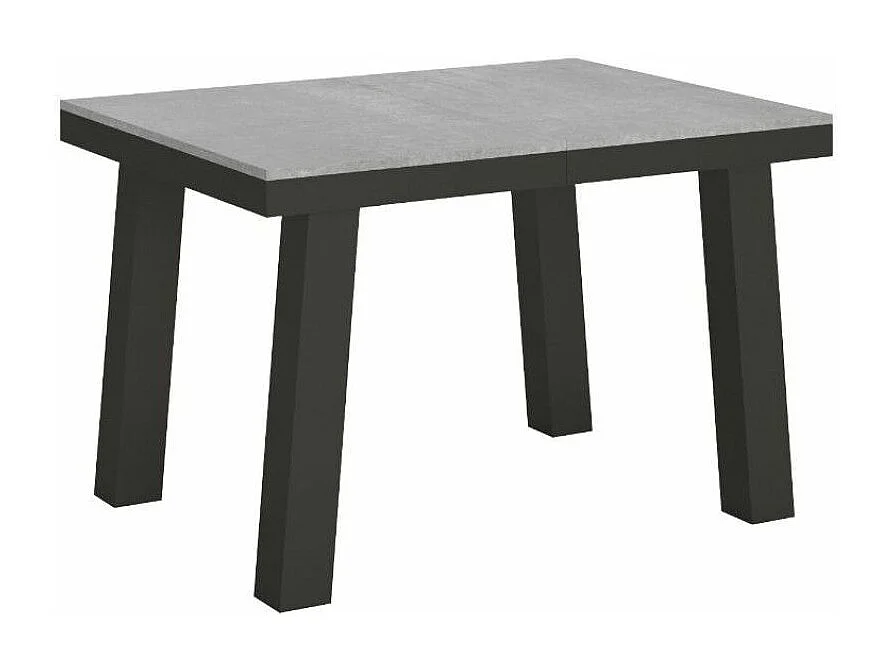 Table extensible 6 à 16 places L 120 à 380cm gris béton et cadre métal anthracite Bidy