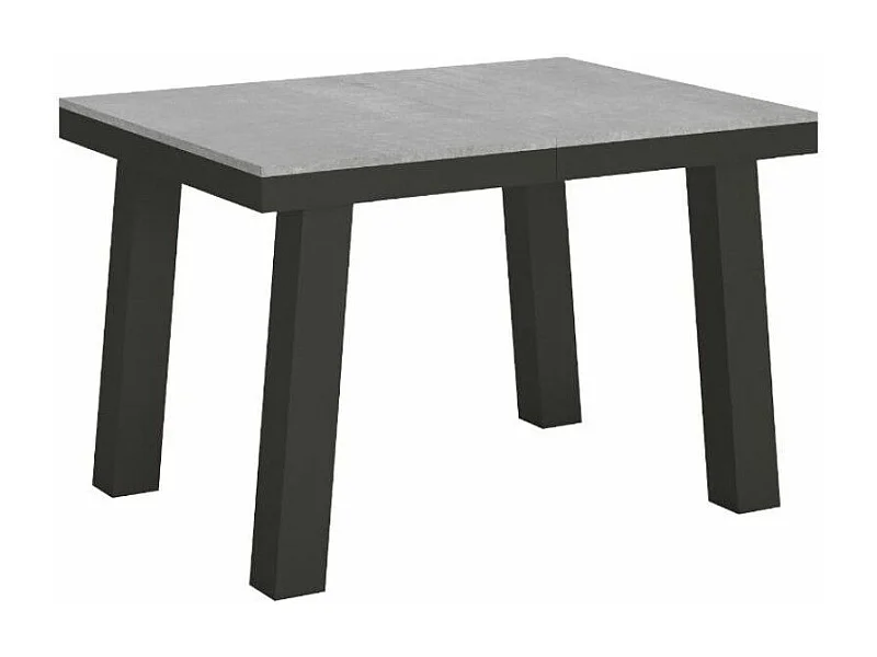 Uitschuifbare tafel 6 tot 16 plaatsen L 120 tot 380 cm betongrijs en antraciet metalen frame Bidy