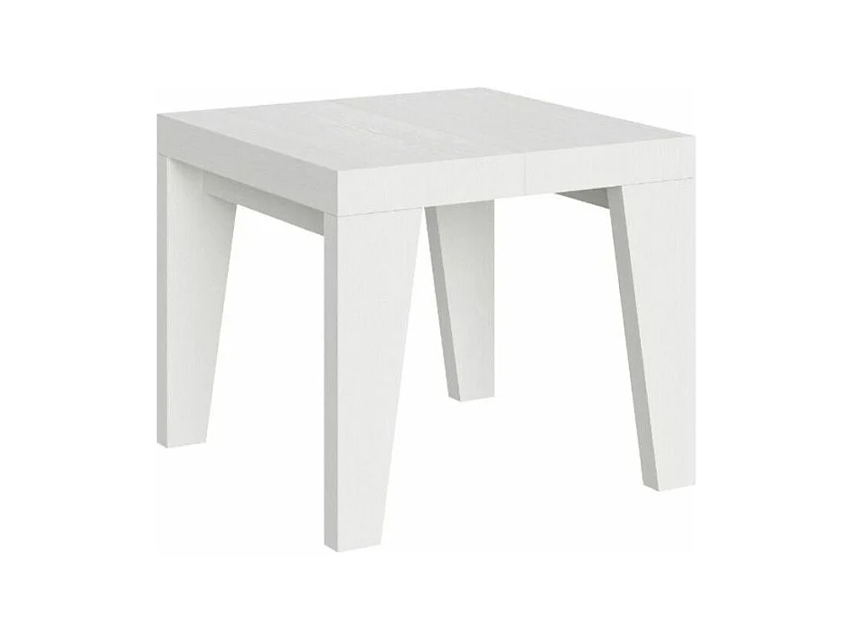 Petite table carrée 90-90cm extensible 10 personnes 90 à 246cm blanc Naxo-Pied et support sur roulettes